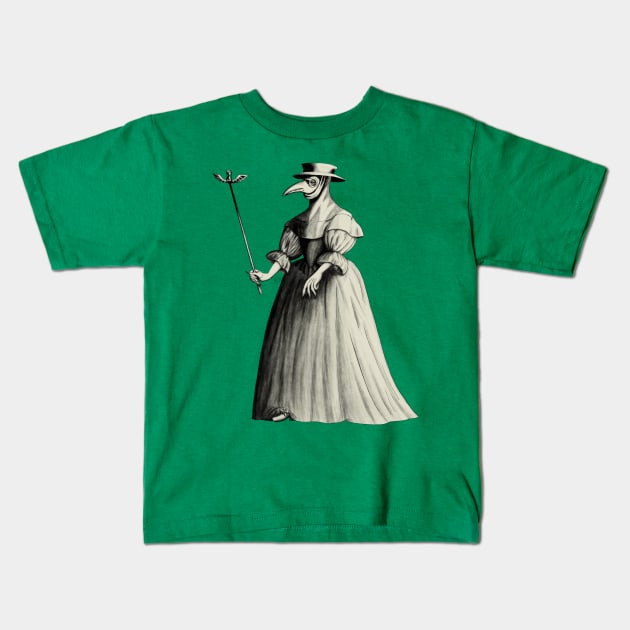 Lady Plague Doctor (old paper) Kids T-Shirt by AlexTal